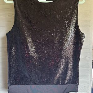Express Black Sequin Sleeveless Bodysuit